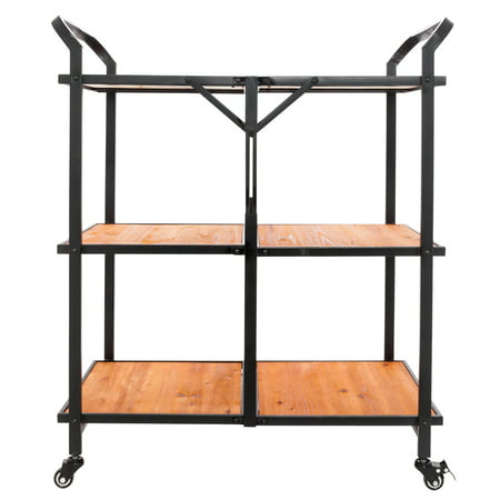 Kitchen Island Cart Trolley, 3-Shelf Foldable Microwave Oven Stand Storage Cart on Wheel with Lockable Casters, Modern Design Bakers Rack Hold up to 330 lbs For Kitchen Restaurant Bar,