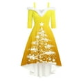 thumbnail image 4 of Women Christmas Outfit Elegant Holiday Party Dress For Festive Dinner Evening Gala Celebration Comfortable Flowy Design Yellow XL, 4 of 5