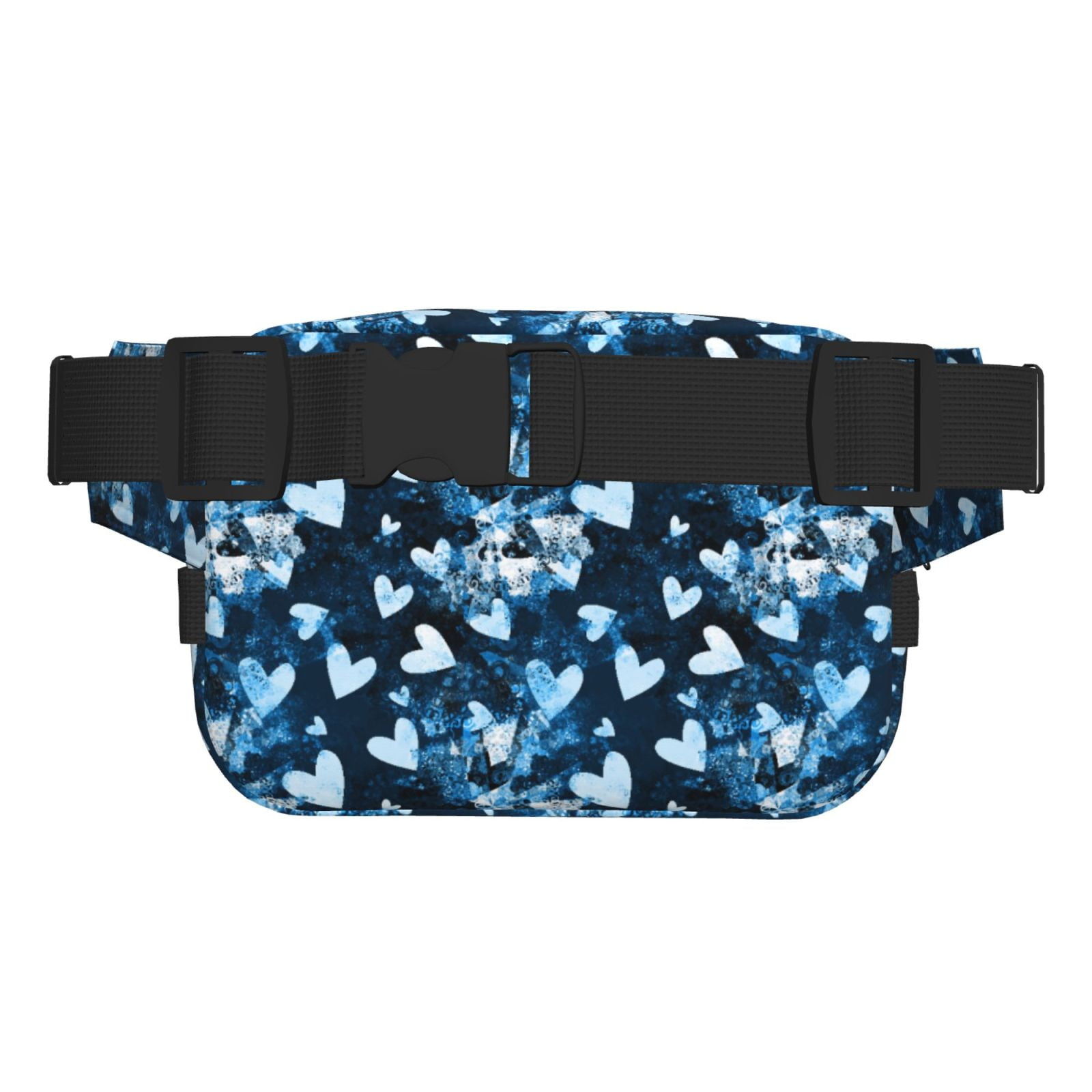 Picia Ice Blue Heart Print Square Double-Layer Waist Bag Mini Adjustable Waist Belt Bag Exercise Running Travel Hiking
