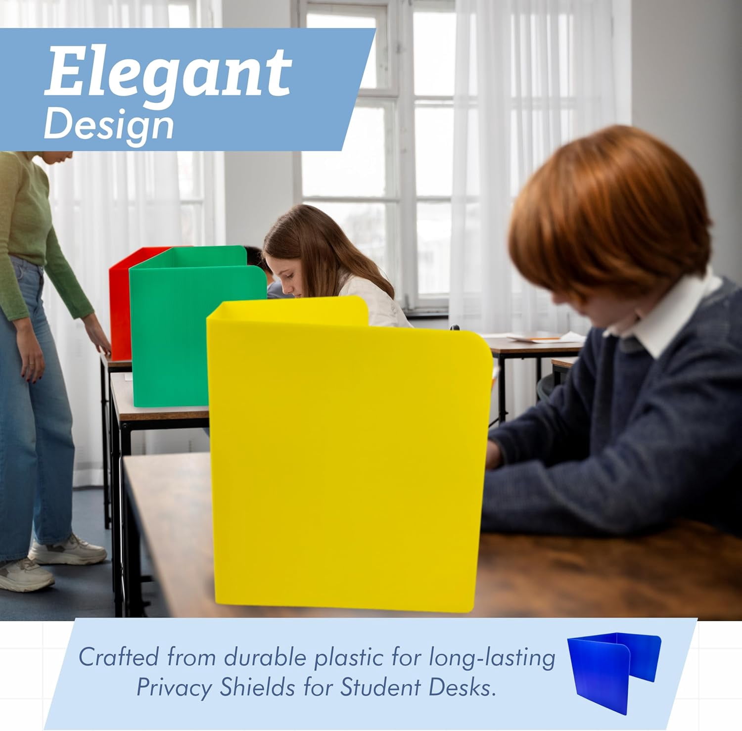 4E's Novelty Desk Privacy Panels for Students 20 Pack – Trifold Plastic Dividers for Classroom