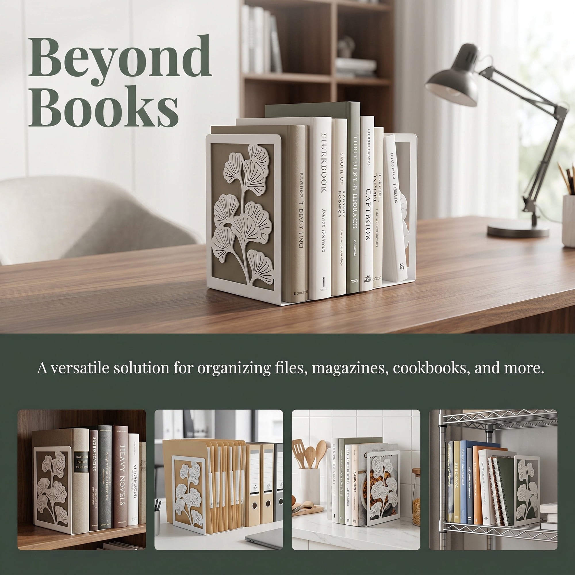 Unique Bargains Decorative Non-Skid Hollow-out Metal Bookends for Home White 4.7"x3.5"x7"