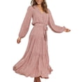 thumbnail image 1 of sweethay Vestidos de verano para mujer, temperamento, adultos, estampado de leopardo, moda, elástico, cuello en V, faldas de talla grande, vestido largo Vestidos Rosado SG sweethay AP013471-08, 1 of 6