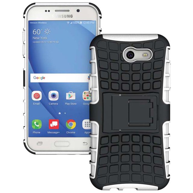 Étui Rigide avec Support en TPU Robuste à Prise « WHITE GRENADE » pour SAMSUNG GALAXY J3 EMERGE J327P (2017) (Sprint, Boost Mobile, Virgin Mobile)