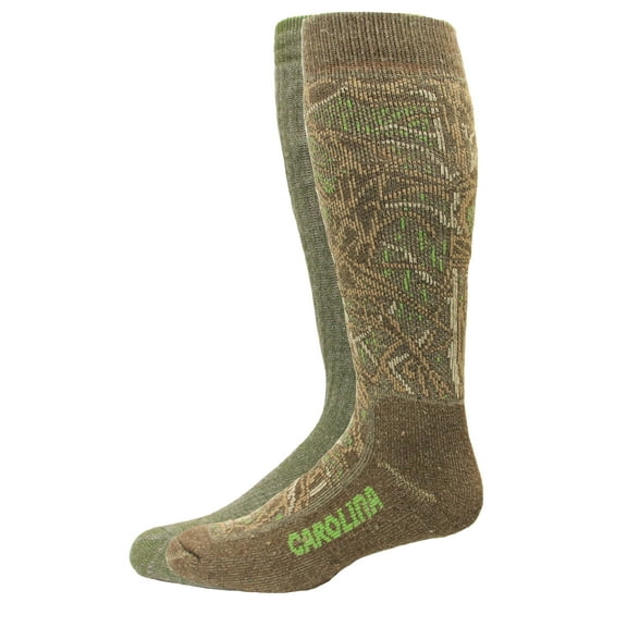 Carolion Ultimate Outdoor Obsession Merino Blend Crew Socks 2 Pair, Dark Brown/Green, Men's 9-13