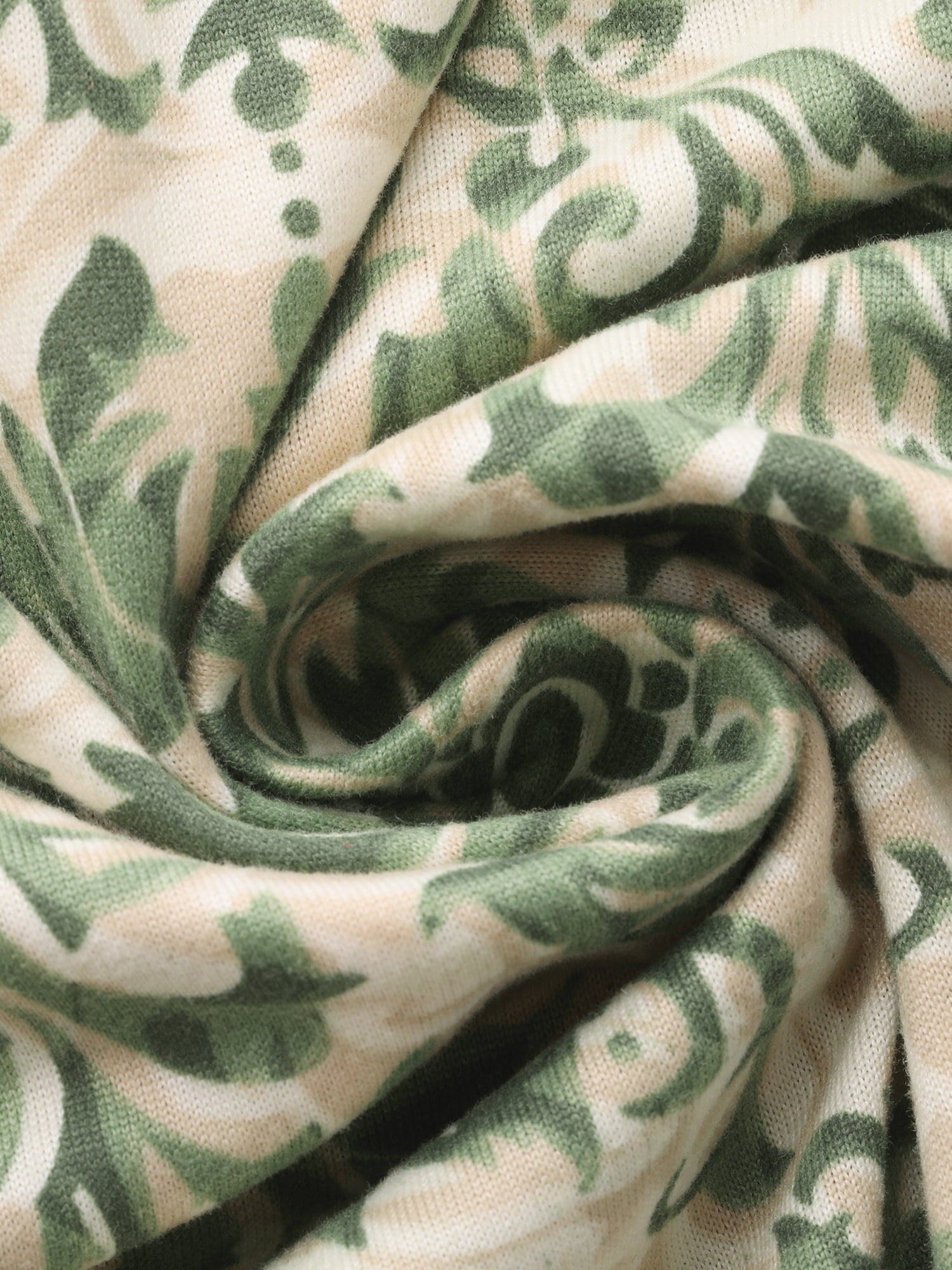 DARING DIVA Women's Long Sleeve Round Neck Nightshirt with Pocket M Green Floral