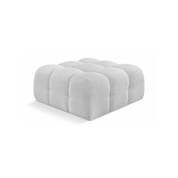 Meridian Furniture Ames Grey Boucle Fabric Ottoman