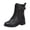 Black, variant on Rokment Mid Calf Winter Snow Boots for Women with Fleece Lined Warm Classic Casual Leather Zipper Buckles Chunky Low Heel Short Combat Riding Boots