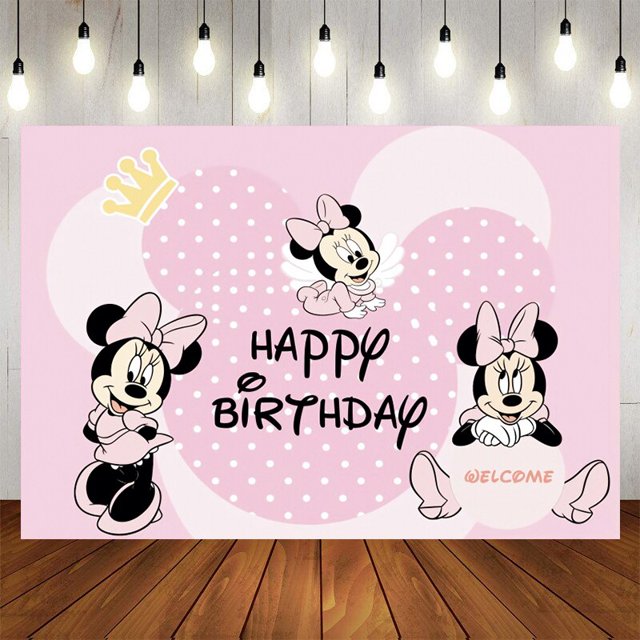 Disney Minnie Mickey Mickey Mouse Custom Background Wedding Decoration Party Backdrops Children's Birthday Decorations Photozone120x80cm&Other Gao Jinjia LED