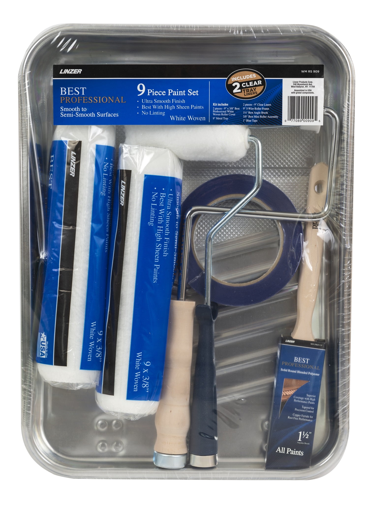Linzer BEST Professional White Woven Roller Tray Kit, 9 Piece Walmart