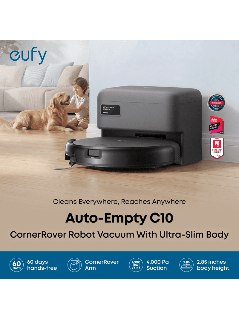 eufy Robot Vacuum C10 with Self Emptying, 8 Weeks Hands Free