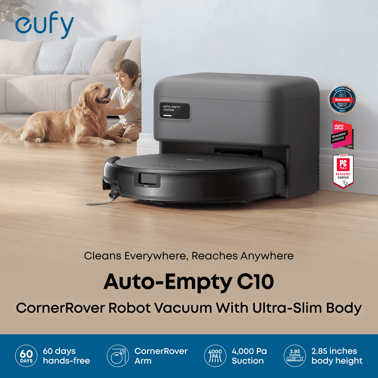 eufy, Robot Vacuum, C10, Self-Emptying with Smart Mapping