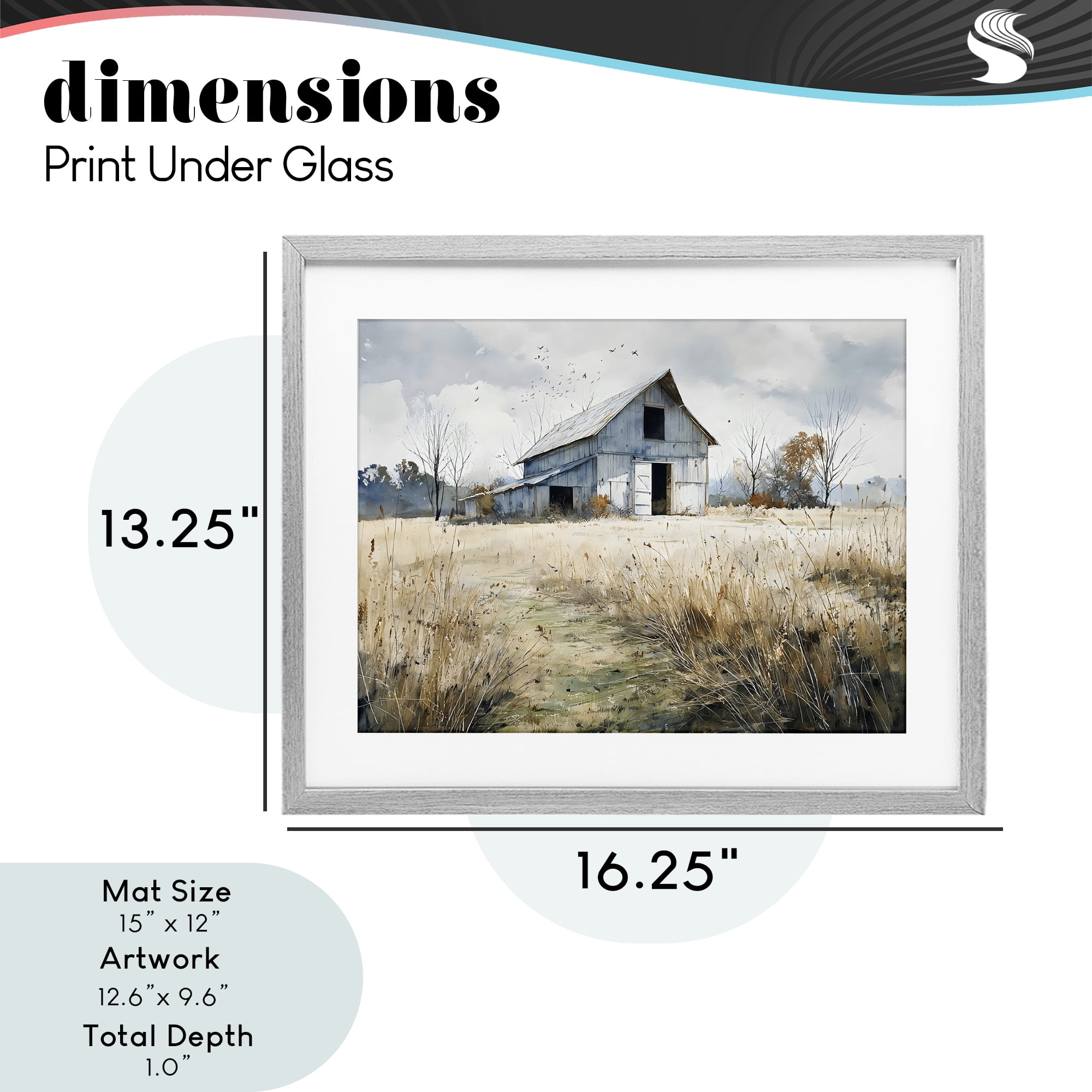 Stupell Industries Old Blue Barn in Farmland Gray Framed Print Under Glass, design by Franklyn Gregory