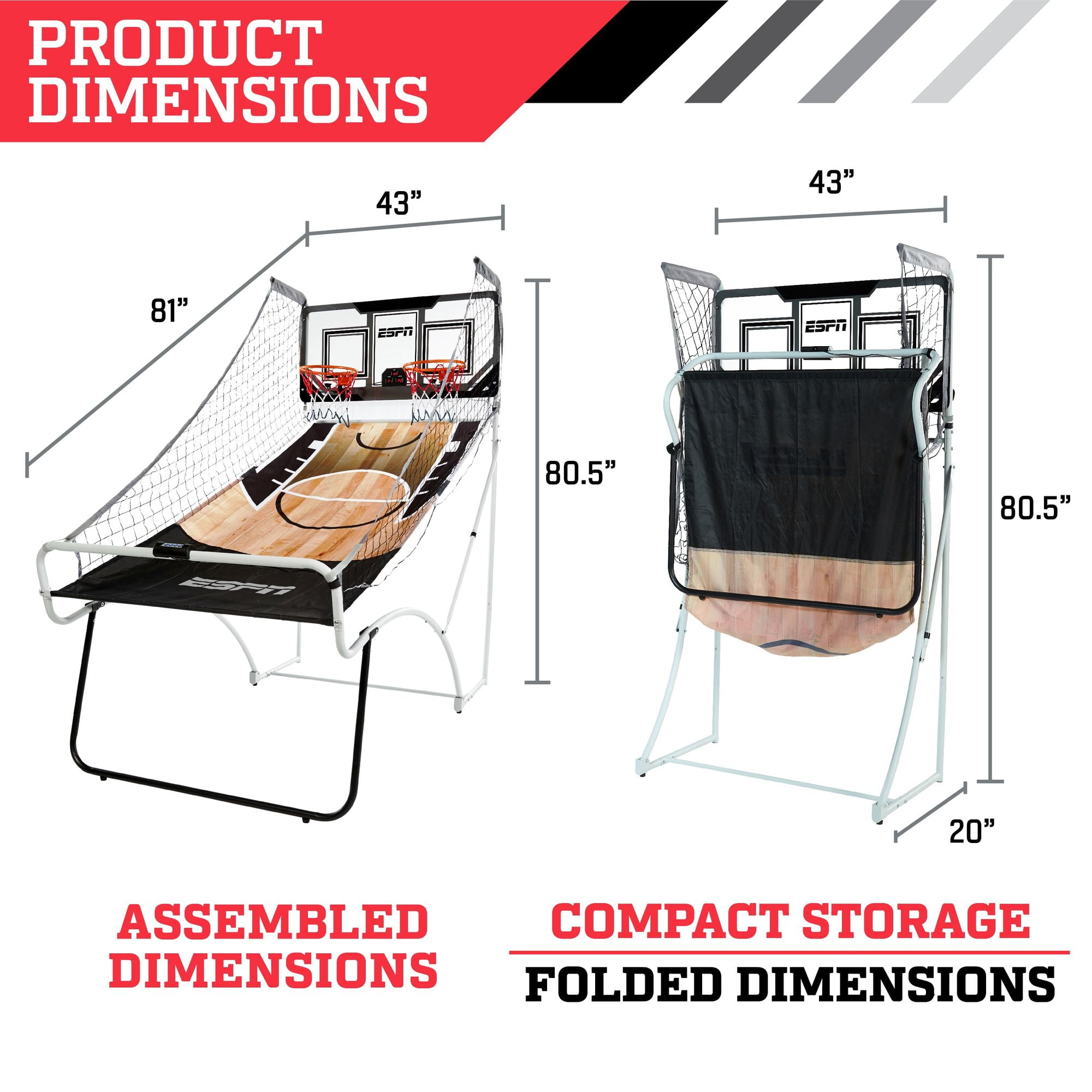 ESPN EZ-Fold 2-Player Basketball Game with Authentic PC Backboard 