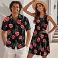 thumbnail image 2 of Jeiento Red Cherry Matching Vacation Outfits for Couples Dresses for Women Luau Party Aloha Shirt Men Beach Shirts Tiered Pleated Dress Matching Hawaiian Outfits, 2 of 6