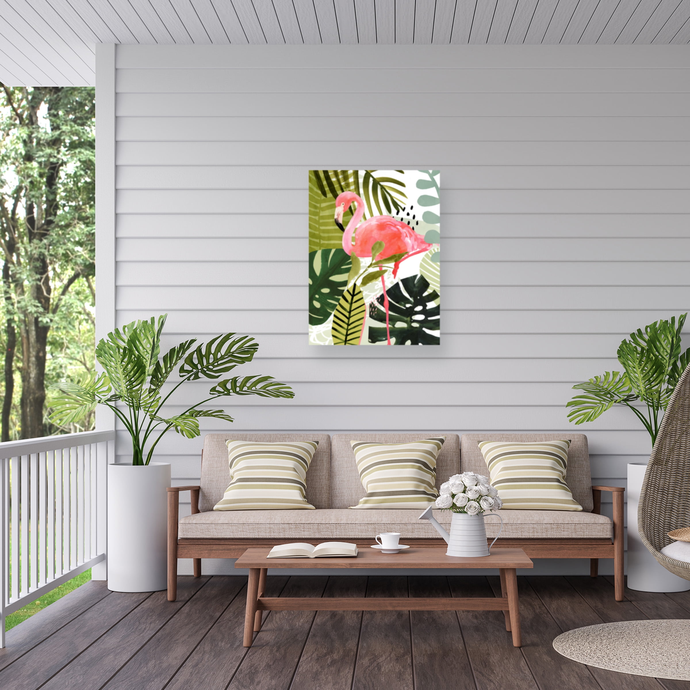 Victoria Borges 'Flamingo Forest I' Outdoor Canvas 19x19