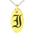 thumbnail image 1 of Stainless Steel Letter I Initial Old English Monogram Engraved Small Oval Charm Pendant Necklace, 1 of 1