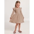 thumbnail image 5 of Gyratedream Toddler Fall Winter Long Sleeve Dress Ruffle Long Sleeve Ribbed Knit Button Down Casual Dresses 2-7 Years, 5 of 9