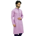 thumbnail image 3 of Atasi Men's Long Purple Cotton Mandarin Collar Shirt Ethnic Clothing-Small, 3 of 7