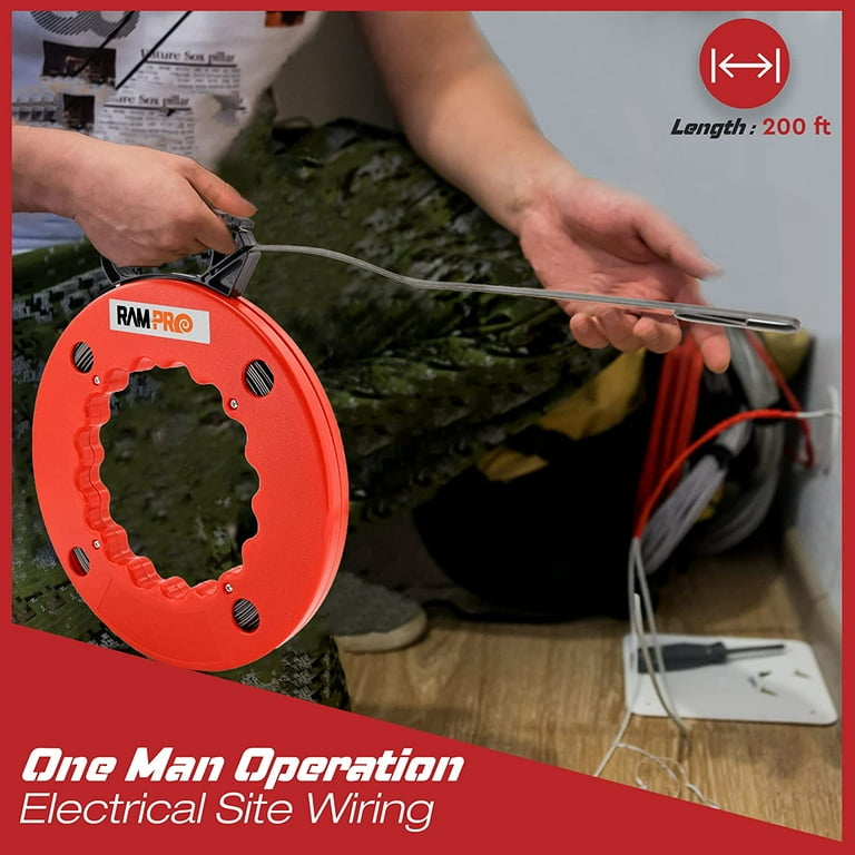 Professional Fish Tape Wire Puller, Non-Conductive Rod For Seamless Cable Installation Through Tight Spaces, 30Meters Long, Fiberglass Reinforced For Durability & Precision