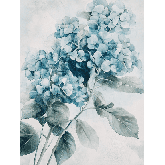 Blue Hydrangea Watercolor Wall Art Canvas Print, Perfect for Living Room, Bedroom, Bathroom, Office, and Hallway Decoration.
