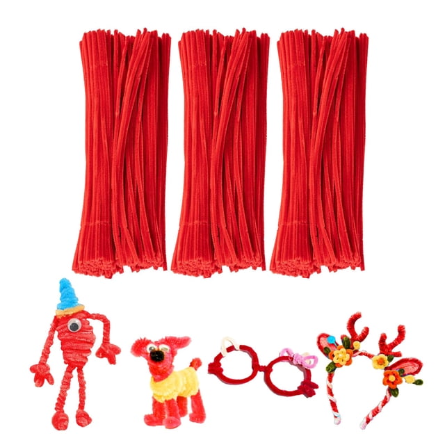 Limpiapipas para manualidades VZF, 200 piezas, rojo, 6 mm x 30 cm
