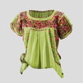 thumbnail image 2 of Wang6 Women's Plus Sized Short Sleeve Tshirts Causal Floral Embroidered Pleaded Tops Summer Loose Fit Crew Neck Tees Shirts Light Green XXXXL, 2 of 3