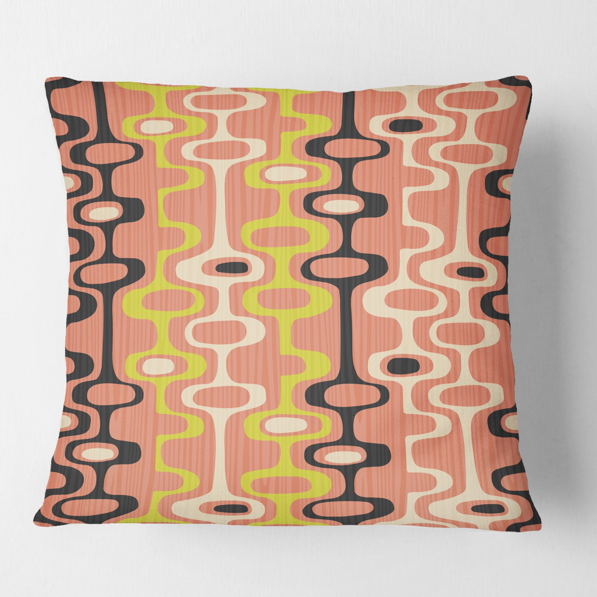 Designart Retro Abstract Design XIII' Mid-Century Modern Throw Pillow - 18x18