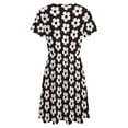 thumbnail image 5 of Black And White Floral Design Dress Summer Street Style Dresses Female Short Sleeve Printed Sundress, 5 of 7