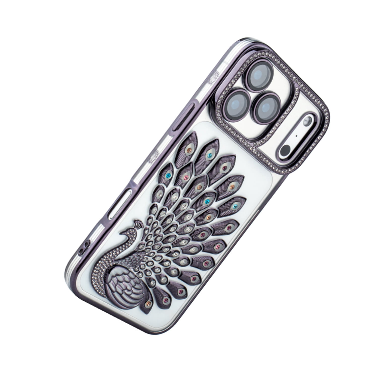 Stylish Crystal Plume Case for iPhone 17 Pro - Black