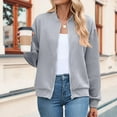 thumbnail image 2 of felwors Womens Bomber Jacket Zip Up Casual Jackets Lightweight Trendy Outerwear Coat with Pockets Grey, XL, 2 of 7