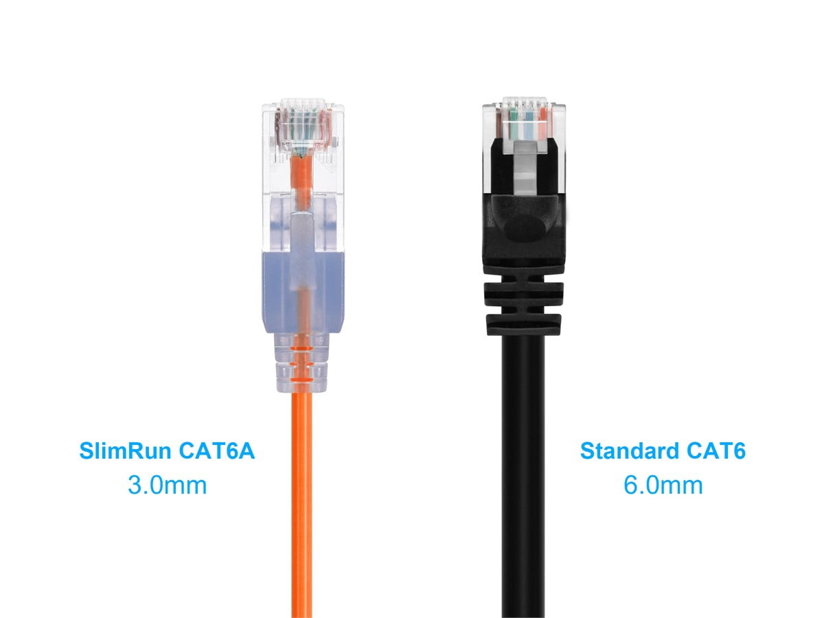 Monoprice Cat6A Ethernet Patch Cable - 1 Feet - Orange (10 Pack) Snagless RJ45 550Mhz UTP Pure Bare Copper Wire 10G 30AWG - SlimRun Series