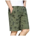 thumbnail image 1 of VSSSJ Men's Summer Shorts Fitted Tropical Palm Tree Print Drawstring Elastic Waist Five Point Shorts with Pockets Casual Outdoor Jogger Shorts Army Green XXXL, 1 of 9