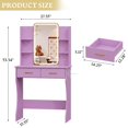 thumbnail image 2 of FANRAL Vanity Desk with LED Lighted Mirror and Power Outlet,Makeup Vanity Table with Storage Drawers,3 Lighting Modes and Adjustable Brightness,Dressing Table for Bedroom,Purple Vanity, 2 of 7