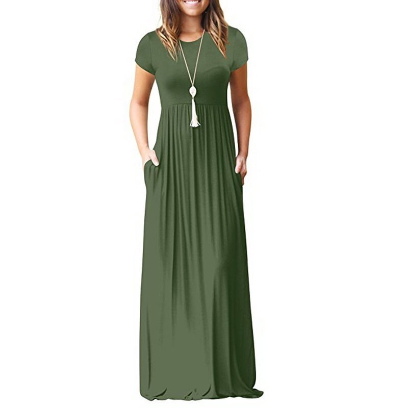 solid color maxi dress with sleeves
