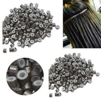 Beauty Tools 500PCS Hair Beads Silicone Lined Nano Rings Micro Links Beads for Hair Extensions Dark Brown