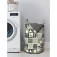 thumbnail image 3 of Geometrical Laundry Bag, Boho Style Tribal Abstract Squares Triangles Aztec Contemporary Art Deco Like, Basket with Handles Drawstring Closure for Laundromats, 13" x 19", Grey Cream, by Ambesonne, 3 of 4