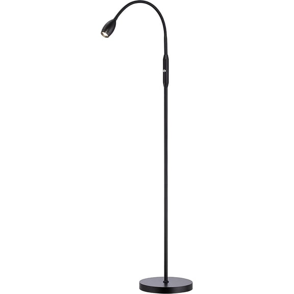 OBright Ray Adjustable LED Beam Floor Lamp, Dimmable and Zoomable Spotlight, Flexible Gooseneck, Reading/Crafting Standing Lamp, Work Table Light, Black