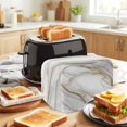 thumbnail image 3 of White Golden Marble Toaster Cover 4 Slice, Modern Abstract Art Marble Crack Dustproof Bakeware Oven Protector with Top Hook, Waterproof Small Kitchen Appliance Toasters Dust Cover, 12"x11"x8", 3 of 9