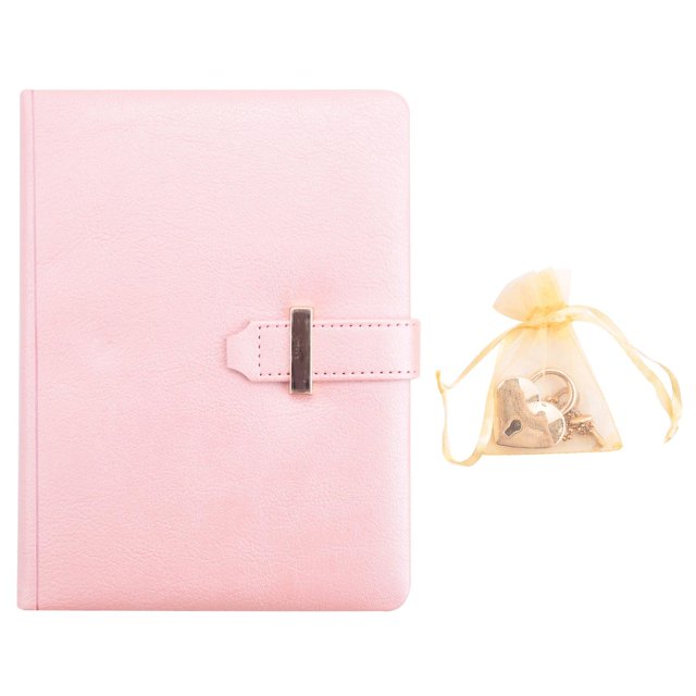 Diario de bloqueo de combinación en forma de corazón con regalo de cuaderno clave (rosa) Afortunado Sencillez