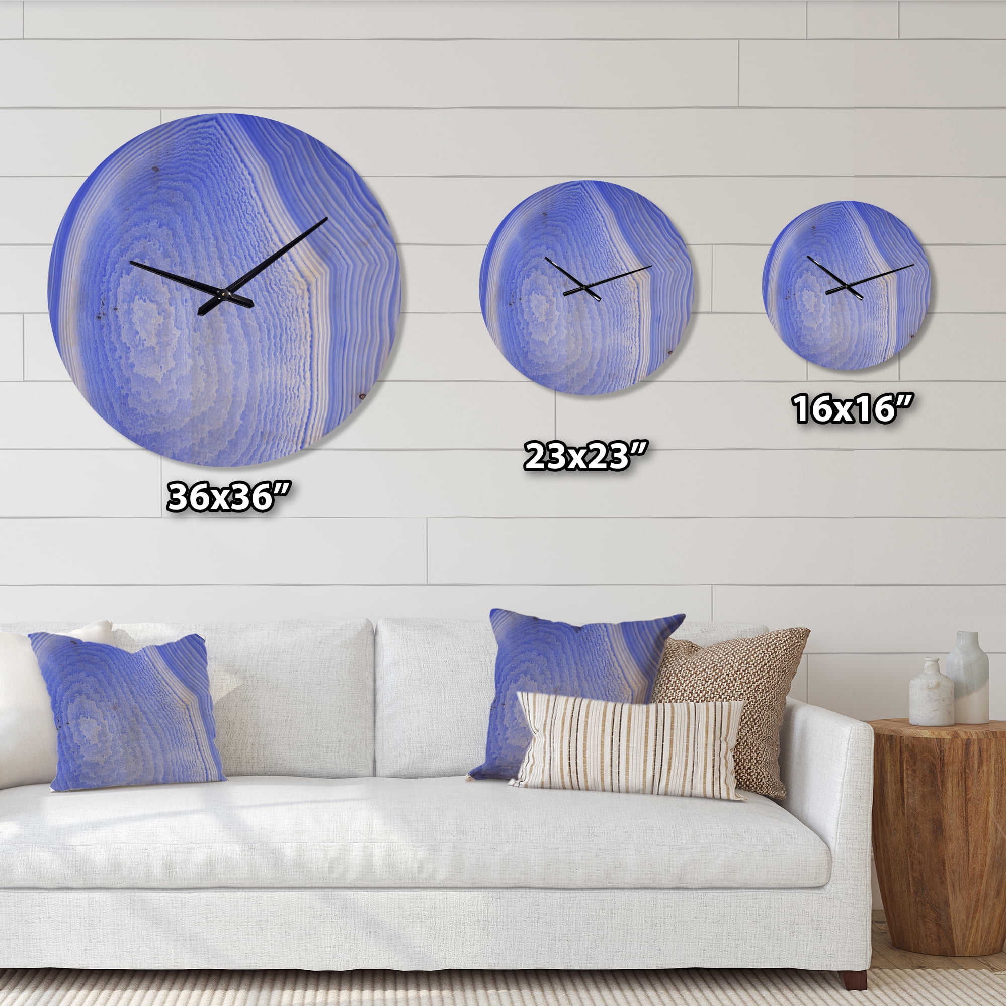 Designart 'Structure Of Dark Blue Agate' Modern Wood Wall Clock