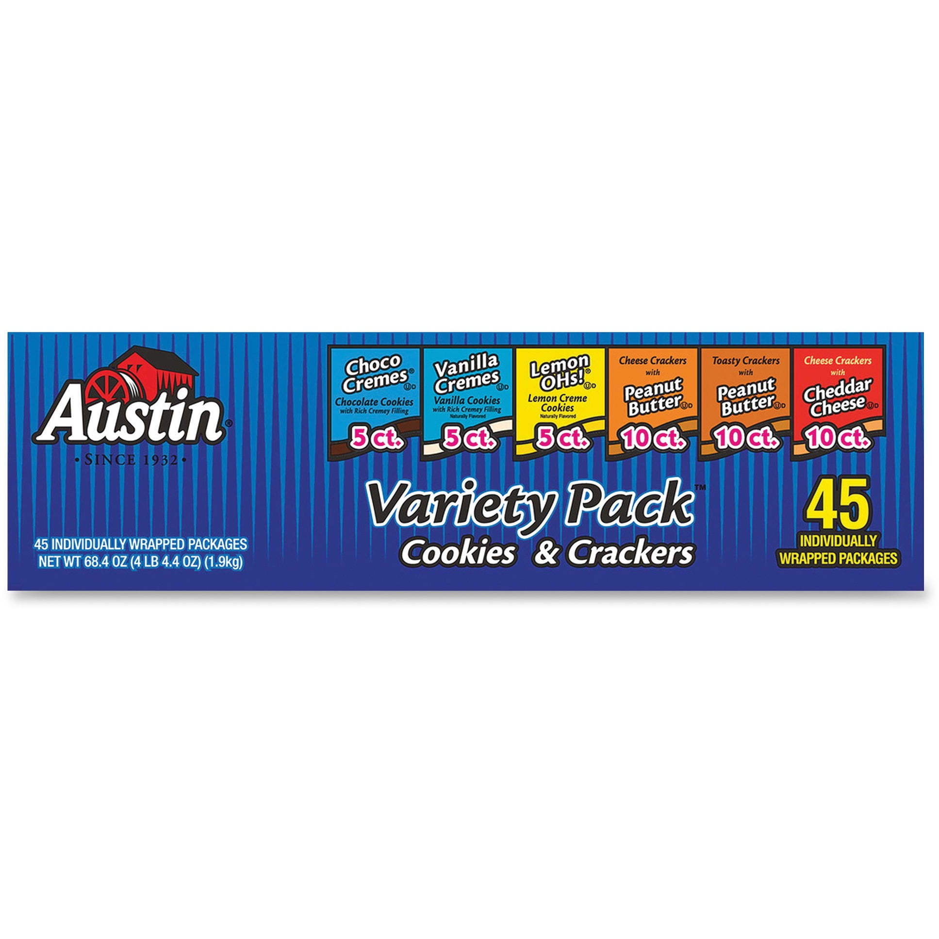 Austin Cookies and Crackers Variety Pack, 45 Count
