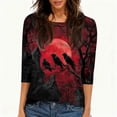 thumbnail image 5 of Domuza Halloween Shirts for Women Fall Casual Round Neck Three-Quarter Sleeve T Shirts Horror Novelty Print Retro Tops Halloween Costumes-H 2XL, 5 of 6