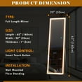 LVSOMT 63"x20" FullLength Floor Mirror with LED Lights, Free Standing