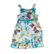 Youngland Infant Girls Blue Butterfly Sequin Ruffled Dress Sun dress 18m