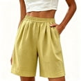 thumbnail image 2 of NTACZA Bermuda Trendy Shorts For Women High Elastic Waist With Pockets Wide Leg Walking For Relaxed Fit Vacation Beach Casual Shorts For Women, 2 of 6