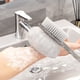 thumbnail image 4 of Limpiador de espaldas de baño cepillo de ducha de mango largo | Exfoliante corporal de cerdas suaves y firmes | Material plástico Gris transparente | Raspador de 15,75" para cepillado húmedo y seco, 4 of 6