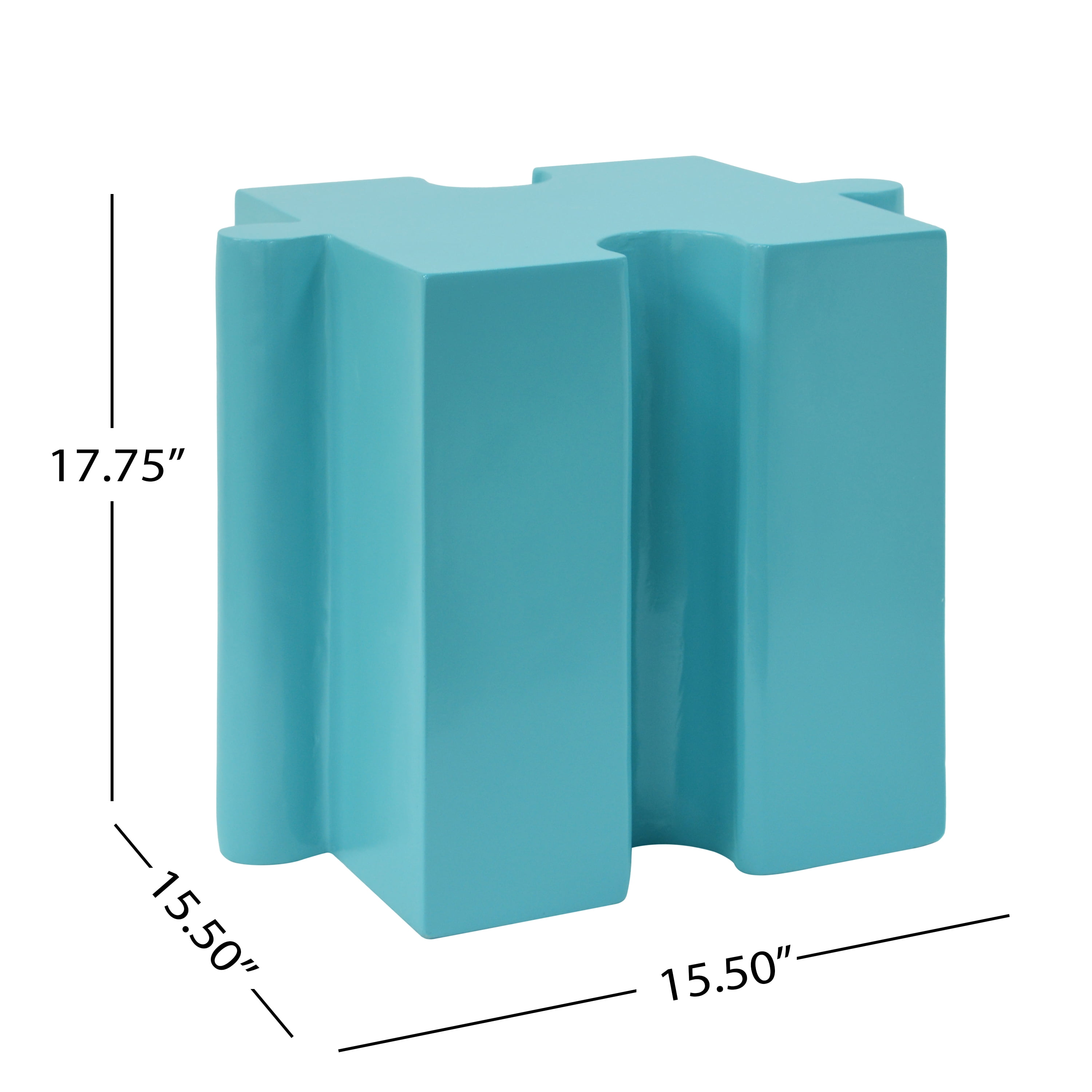 Puzzle Art Side Table, Outdoor Modular Concave Edge Table for Patio Garden Indoor Outdoor, Light Blue