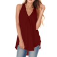 thumbnail image 2 of QHWAUAKFBN T Shirts For Women Trendy V Neck Sleeveless Solid Chiffon Loose Tank Flowy Summer Tshirts Top, 2 of 2