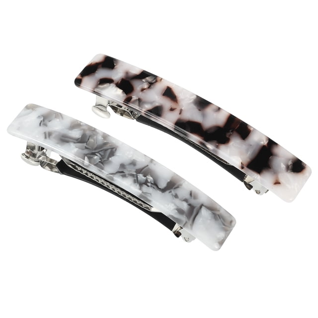 Unique Bargains 2 Pcs Hair Barrettes Tortoise Shell Hair Clips Acetate French Hair Barrettes for Thick Hair Gray Brown