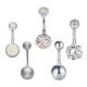 thumbnail image 3 of 5 juegos de piercings corporales con cristales de imitación, ideales para anillos de ombligo y trago. Plata, 3 of 9